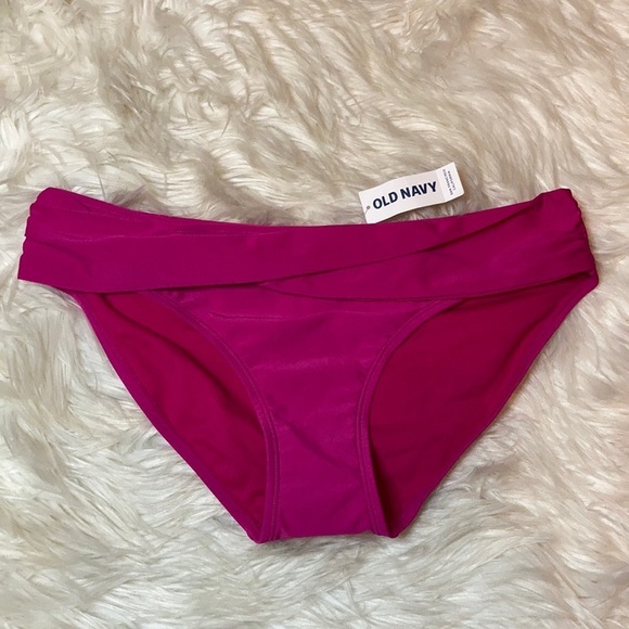 NWT Old navy neon bright pink bikini swimsuit bottom bathing suit one piece sz M - Picture 3 of 16